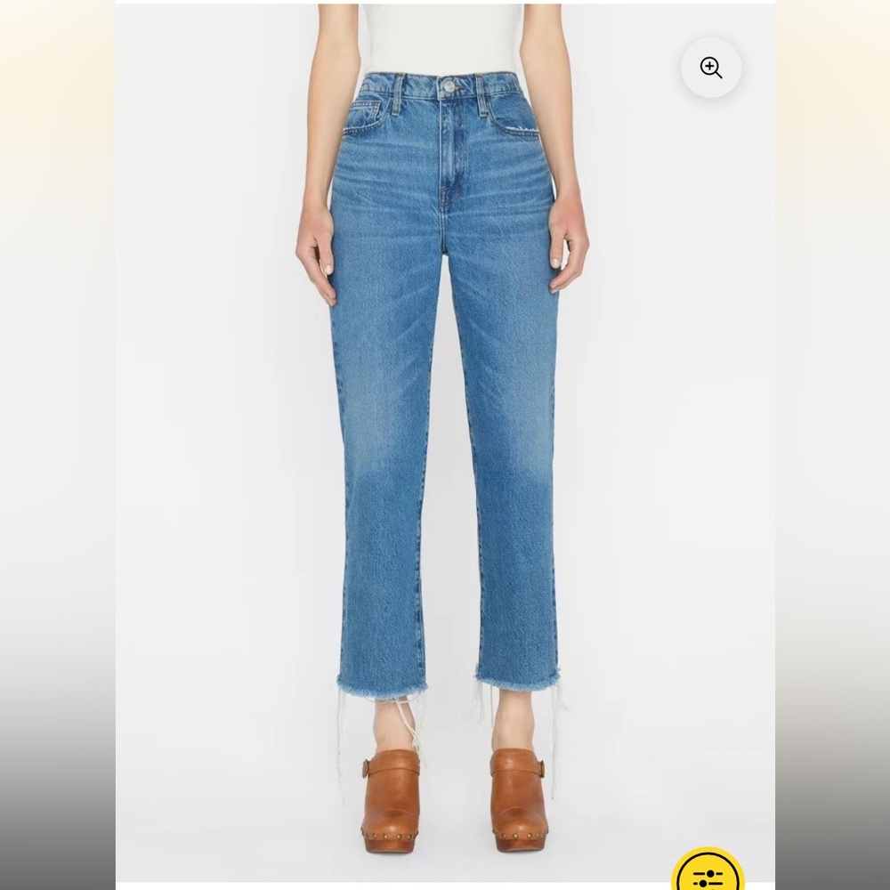 Women’s Frame Denim Le Jane Cropped Distressed Hem Jeans size 30 light wash